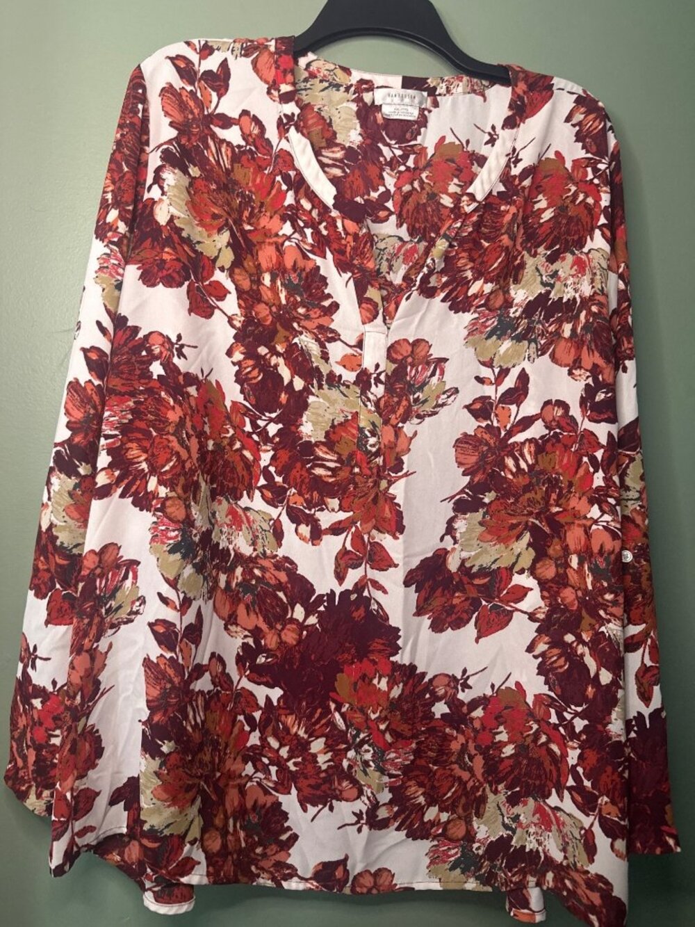 Van Heusen Women’s XXL Floral Blouse Career Chic Coastal Grandma Top lightweight